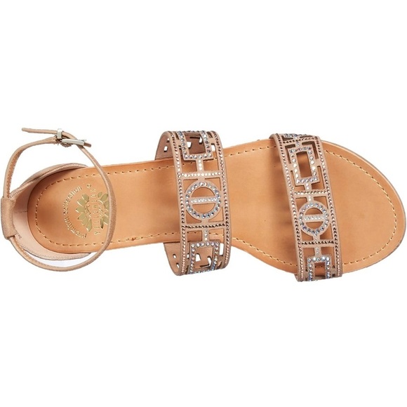 NEW Yellow Box Women's P-Violet Rhinestone Sandal in Color Natural Size 9 - Picture 3 of 11